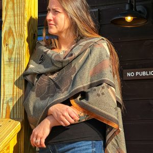 Cashmere Blue/Tan Reversible Shawl
